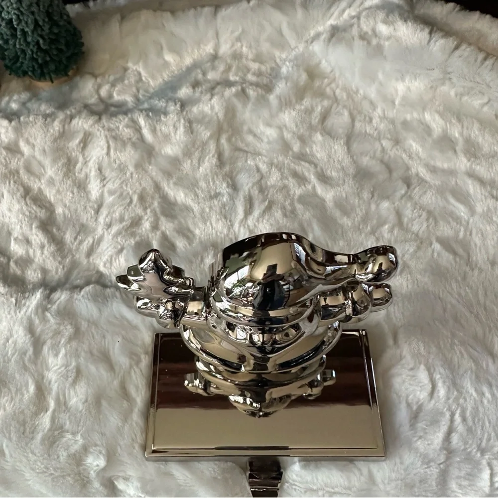 Dansk Int'l Santa Claus Hook Stocking Holder Hanger Heavy Silver Tone 3D NEW - 2